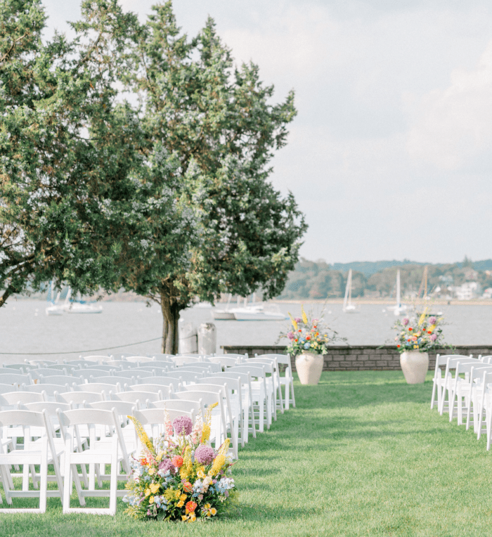 Waterfront wedding venue at Amarante's Sea Cliff overlooking Long Island Sound in New Haven, Connecticut