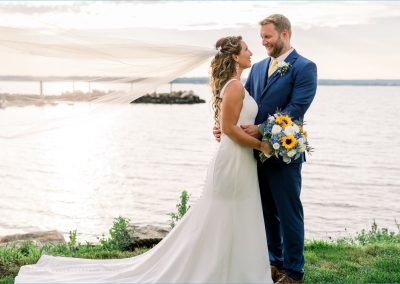 Bride and Groom together with the ocean views from Amarante's