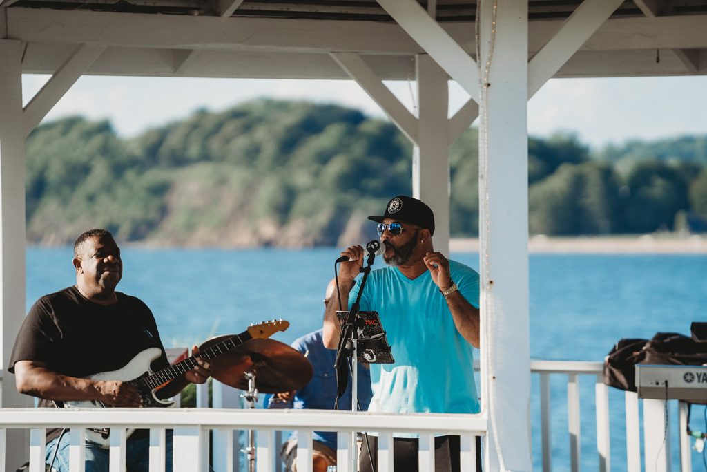 Timmy Maia performing live on the waterfront at The Deck at Amarante’s Sea Cliff