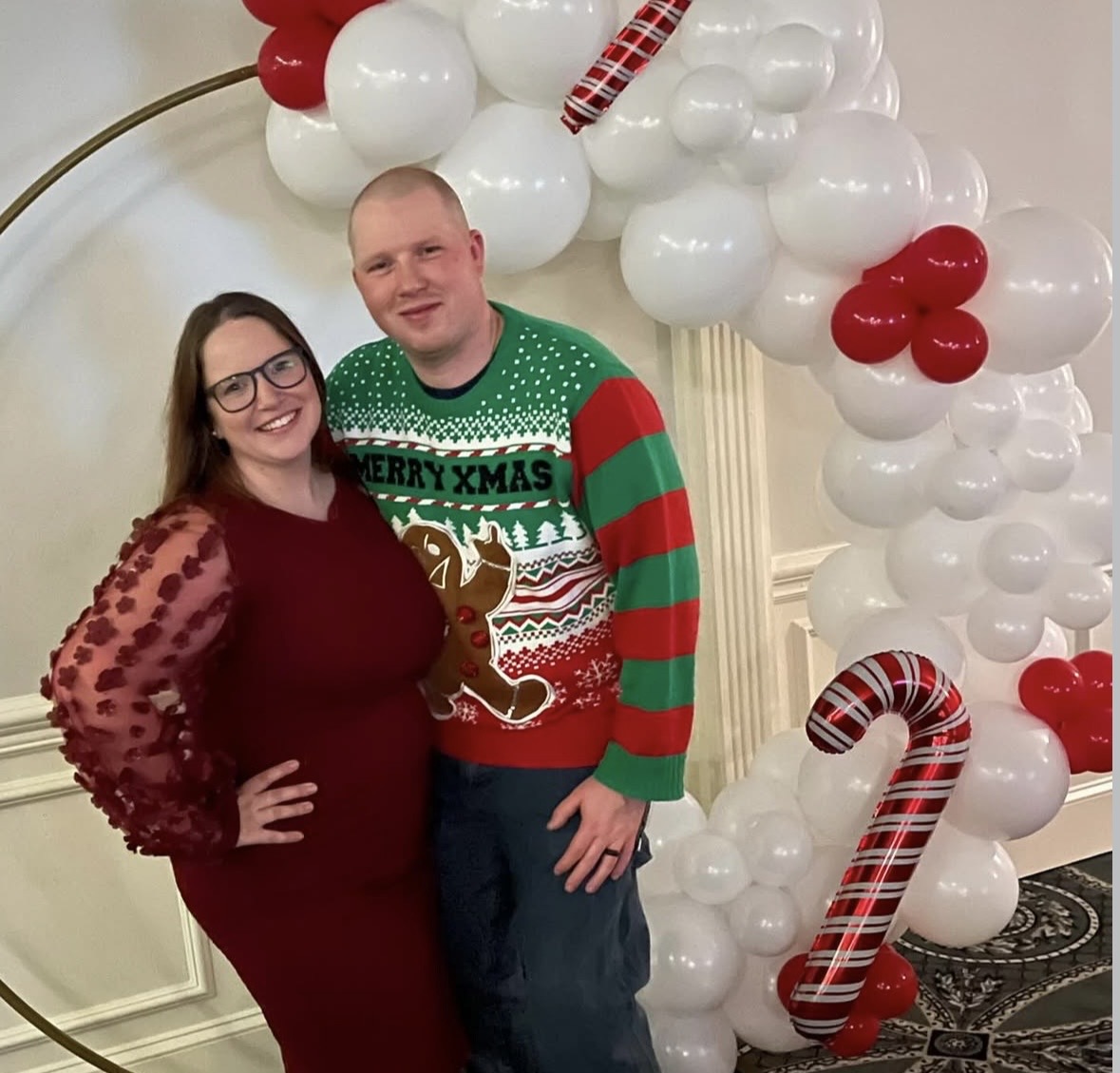 Guests in holiday sweaters at a holiday party at Amarante's Sea Cliff