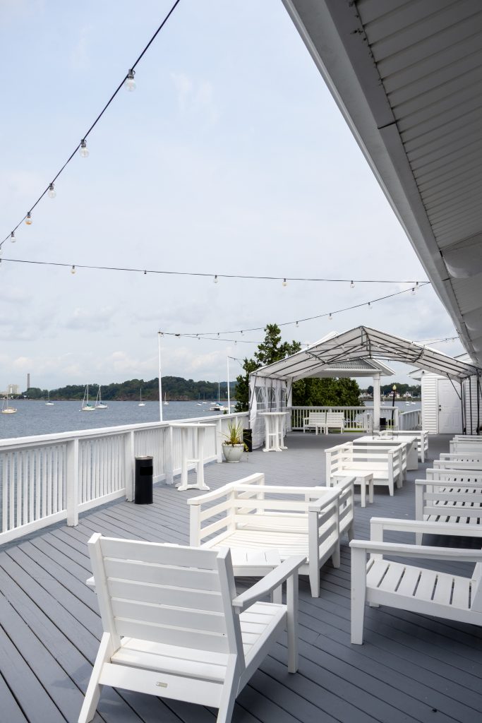 Waterfront terrace at Amarante’s Sea Cliff event venue in New Haven, CT