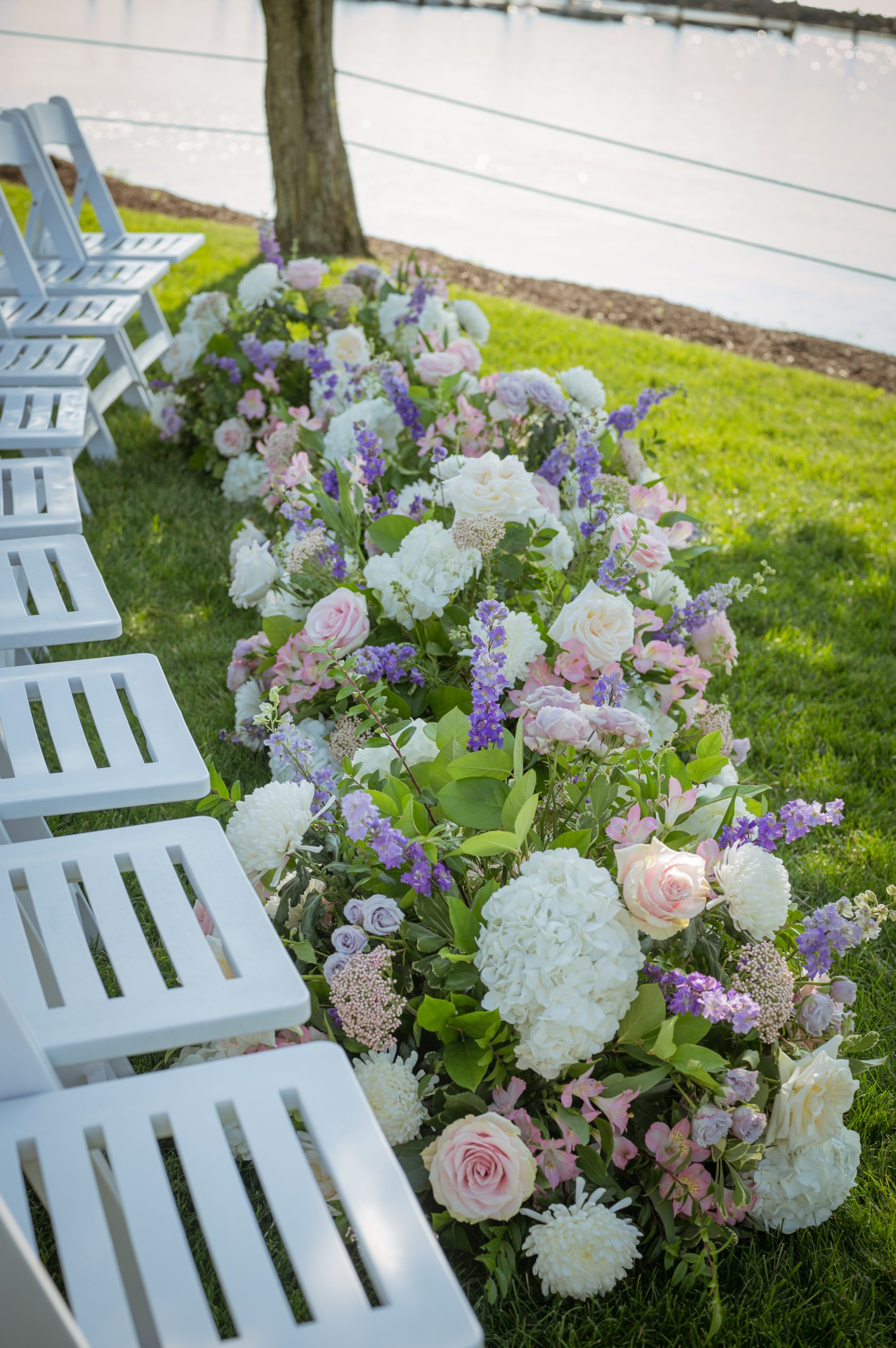 Waterfront wedding ceremony at Amarante's Sea Cliff on Morris Cove in New Haven, Connecticut