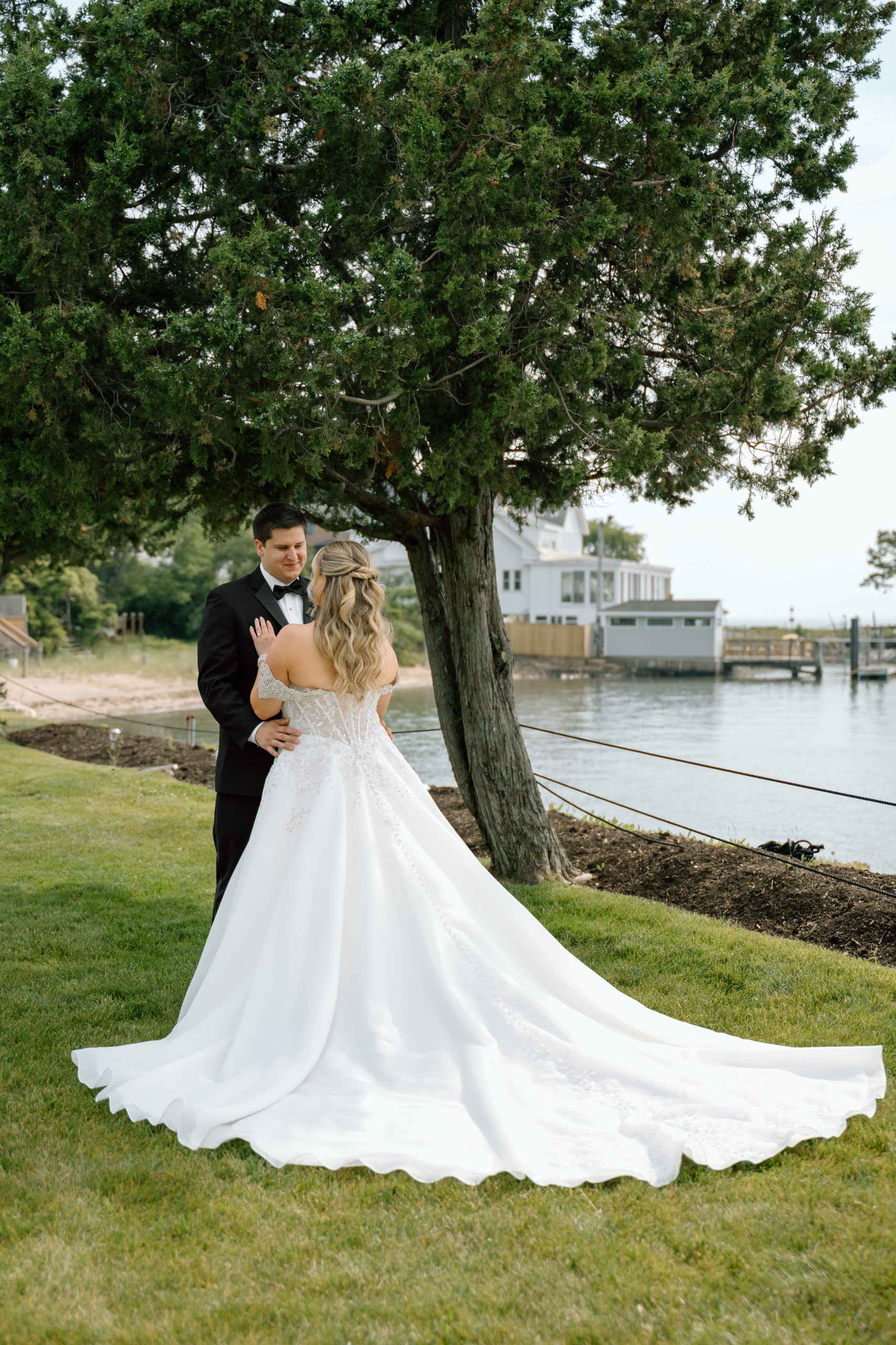 Waterfront wedding celebration at Amarante's Sea Cliff on Morris Cove in New Haven, CT