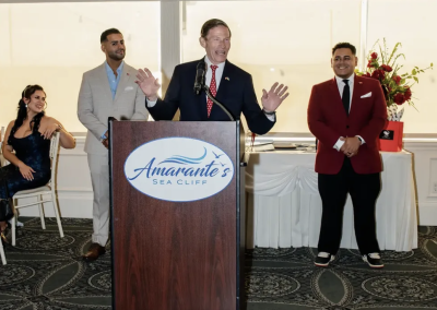 Corporate presentation at Amarante's Sea Cliff event venue in New Haven, Connecticut