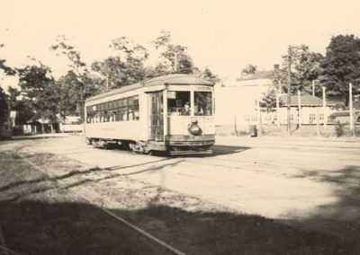 Historic trolley arriving at Sea Cliff in Morris Cove, New Haven during the early 1900s